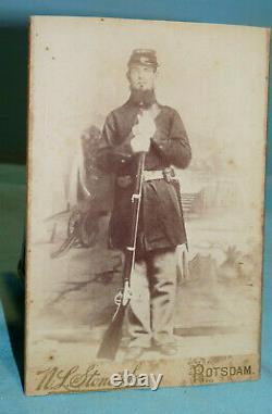 Antique Civil War Soldier withRifle Cabinet Card Photograph, Potsdam, New York