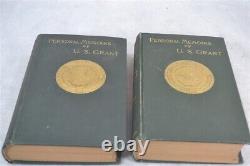 Antique Personal Memoirs of US Grant 1st ed 1885 fold out 2 vol. Book green