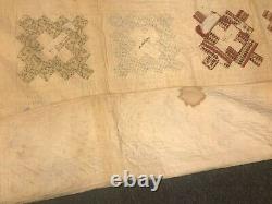Antique Pre CIVIL War 1858 Hand Stitched Signature Quilt Buttermilk Falls Ny