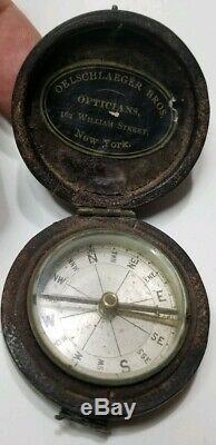 Antique Rev. War CIVIL War Oelschlaeger Bros. Opticians N. Y. Pocket Compass