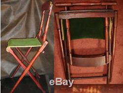 B. J. Harrison NY Original Antique Camp Chair X Frame Civil War Era Folding Seat