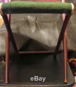 B. J. Harrison NY Original Antique Camp Chair X Frame Civil War Era Folding Seat