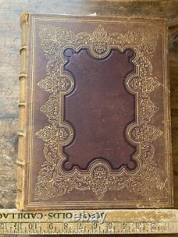 BEST! XXL! Antique 1868 Civil War America Family HOLY BIBLE Leather Binding Horr