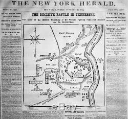 Bound THE NEW YORK HERALD for January 1 thru March 31,1862 Civil War free s&h