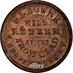Brockage Mint Error Cooperstown New York Civil War Token R9 PCGS MS63 Tanenbaum