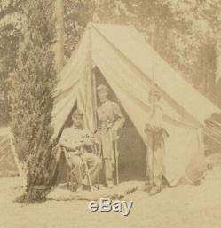 CDV of Early Civil War Camp Scene New York State Militia Officers and Guard