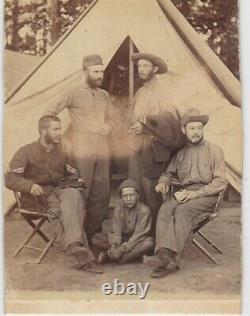 CIVIL WAR CDV 5 SOLDIERS OUTDOOR CAMP 5th NEW YORK