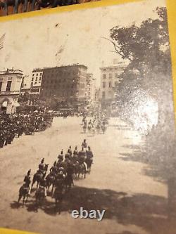 CIVIL WAR NY Cavalry 7th Regiment Militia 1860 STEREOVIEW Antique Photo with Stamp