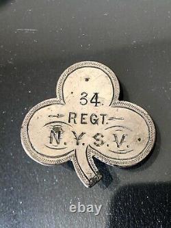 CIVIL WAR ORIGINAL 34th NEW YORK VOLUNTEERS NYSV 2ND CORPS ID BADGE DOG TAG