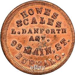 CIVIL WAR TOKEN NY F-105G-2a L. DANFORTH HOWES SCALES NGC MS65 RB