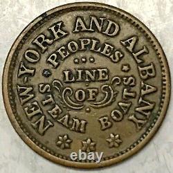 CIVIL WAR TOKEN New York and Albany Peoples Line Steam Boats, high grade