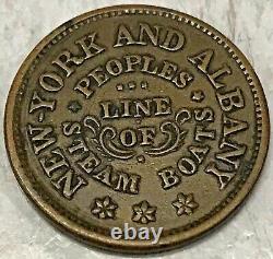 CIVIL WAR TOKEN New York and Albany Peoples Line Steam Boats, high grade