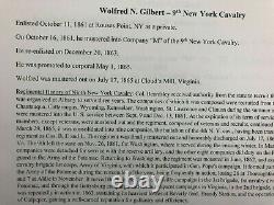 CIVIL War 9th New York Cavalry Wolfred Gilbert Photo Cabinet Card & Unit Info