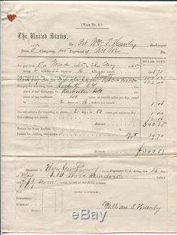 CIVIL War Documents, 148th, N. Y. Discharge Papers And Pay Voucher, 1865