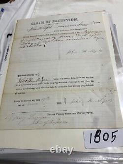 CIVIL War Draft Exemption Summit Schoharie Cyy Ny Medical Surgeon Signed 1805