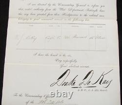 CIVIL War Drake Dekay Signed Furlogh For 108th New York Volunteer 1863