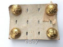 CIVIL War Era Unused On Card New York Ulster Guard 7/8 Brass Coat Button Ny89