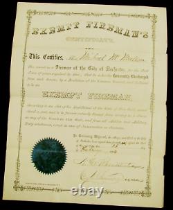 CIVIL War Fireman Draft Exemption Rochester New York