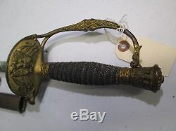 CIVIL War Militia Model 1860 Us Officers Sword With Scabbard Ny Maker Etch #sy48