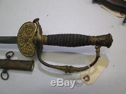 CIVIL War Militia Model 1860 Us Officers Sword With Scabbard Ny Maker Etch #sy48