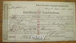 CIVIL War New York Warren County Reuben Fenton Sgd Volunteer Certificate
