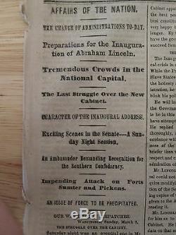 CIVIL War Ny Times March 4 1861 Abe Lincoln Inauguration Day Confederacy Sumter