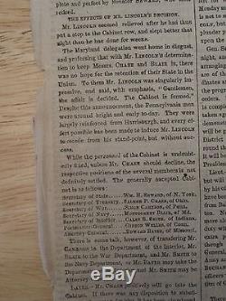 CIVIL War Ny Times March 4 1861 Abe Lincoln Inauguration Day Confederacy Sumter