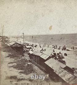 CIVIL War Reconstruction Era Long Branch New Jersey Beach Scene Stereoview Photo