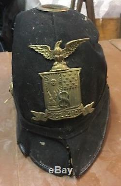 Civil War 8th NY Infantry Or Artillary EXCELSIOR Co Brass Badge And Hat