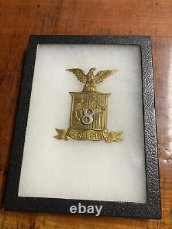 Civil War 8th New York Regiment Helmet Badge With Small Display Case