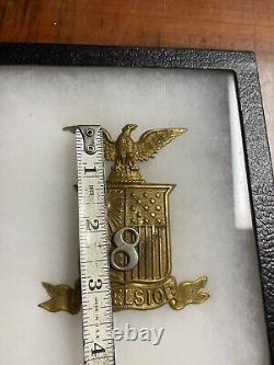 Civil War 8th New York Regiment Helmet Badge With Small Display Case