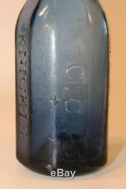 Civil War Antique Knickerbocker Soda Water Bottle C. C. Cobalt Blue NY New York