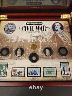 Civil War Artifact Collection in Shadowbox Display Case (New York Times, RARE)