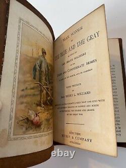 Civil War Book Songs Of The Blue And The Gray Suede Cover Antique VERY RARE