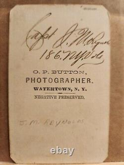 Civil War CDV of John M. Reynolds, 186th NY Infantry Signed Bust View, Watertown