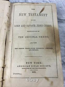 Civil War Era 1862 Pocket Bible New Testament Leather
