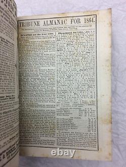 Civil War Era Tribune Almanacs Bound 1863-1872 Rebel