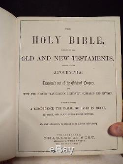 Civil War Family Bible Private Daniel Williams 20th NY Calvary C. 1860's