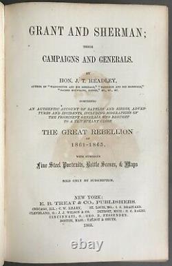 Civil War First Edition Headley Grant and Sherman E. B. Treat & Co. 1865