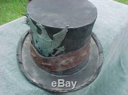 Civil War Hat w Ostrich Feather & Eagle Maker David Hat Co 11th Ave New York