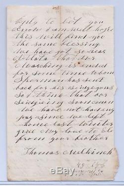 Civil War Letter by Thomas Melhinch 60th NY Inf. Co. H, Chattahoochee River 1864