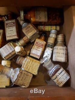 Civil War NY Browns Pharmacy Apothecary Large Medicine Chest Opium Poison Full