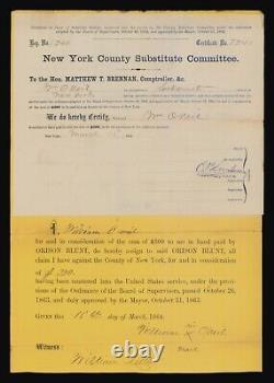 Civil War New York County Substitute Soldier Assignment Paper from 1864 #7741