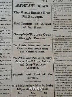 Civil War Newspapers- CHATTANOOGA VICTORY- A COMPLETE ROUT OF BRAGG'S FORCES