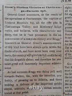 Civil War Newspapers- CHATTANOOGA VICTORY- A COMPLETE ROUT OF BRAGG'S FORCES