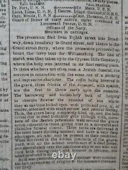 Civil War Newspapers- FUNERAL OF COMMODORE LEVY 1st JEWISH COMMANDER, J W BOOTH