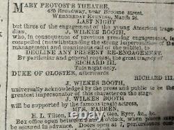 Civil War Newspapers- FUNERAL OF COMMODORE LEVY 1st JEWISH COMMANDER, J W BOOTH