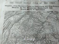 Civil War Newspapers- THE GREAT BATTLEFIELD OF THE UNION- MAP, McCLELLAN, POPE