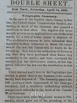 Civil War Newspapers- Thomas Simms- Boston Fugitive Slave Case, Negro Convention