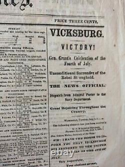 Civil War Newspapers- VICKSBURG- VICTORY! GENERAL GRANT'S JULY 4th CELEBRATION